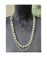 NY Two-Tone Silver and Yellow Crystal Bead Necklace with Chunky Chain - $38.90 CAD