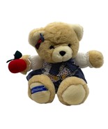 Dan Dee Teddy Precious 13&quot; Plush Bear Blue Plaid Dress With Bow Holding ... - $8.90