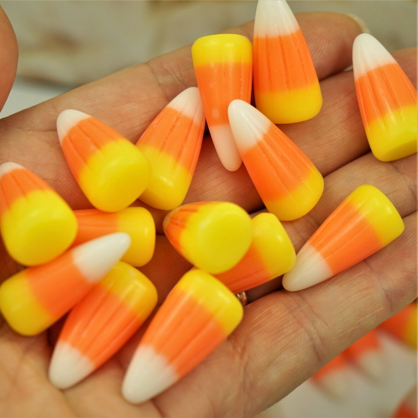 Primary image for RESIN CANDY CORN DIY CABOCHONS FOR HALLOWEEN CRAFT SMALL GIFT FOR KIDS IN BOX
