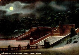 Vintage POSTCARD- Terraces In Central Park At Night, New York City BK65 - £4.63 GBP