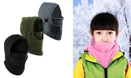 Fleece Winter Hat Kids Thermal Warm Color Mask Pure Hats Ski Snood Snow Scarf UK - $8.74+