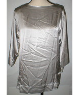 New Womens Designer Josie Natori Silk Blouse Top S NWT Silver Long Sleev... - £356.97 GBP