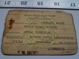 Home Treasure United States Coast Guard ID Card Dental Tech 1942 Portland Maine - £7.46 GBP