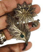 V Intage Antique Sterling Silver Filigree Ornate Daisy Flower Handmade Brooch Pin - £297.14 GBP