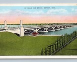 New Belle Isle Bridge Detroit Michigan MI UNP Linen Postcard E15 - £2.43 GBP