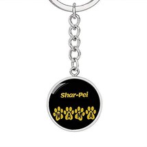 Dog Mom Gift Shar-Pei Mama Circle Keychain Stainless Steel or 18k Gold - £32.22 GBP