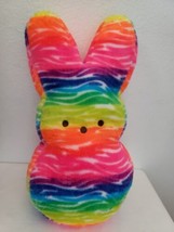 2018 Easter Peeps Bunny Plush Stuffed Animal Neon Rainbow Tie Dye Stripes 17&quot; - £12.24 GBP