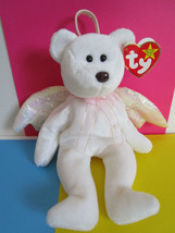 TY Beanie Baby White Angel Teddy Bear HALO, WINGS 1998 plush toy ornament - $7.42