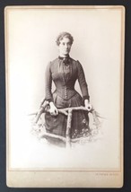 Antique Cabinet Card Lovely Lady Standing at Fence Cinched Waist T. Prumm Berlin - $18.00