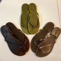 J. Crew Flip Flop Sandals Italian Leather Thong Shoes size 10 Bronze Metallic - £18.95 GBP