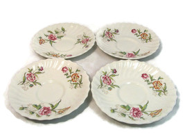  Set of 4 Royal  Doulton Saucers Clovelly Floral Fine China 6&quot; - £21.01 GBP