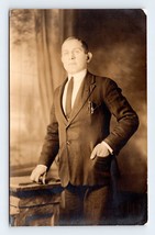 RPPC Stately Professional Looking Gentleman in Suit Studio View UNP Postcard N4 - £3.01 GBP