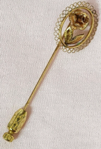 Vintage Krementz Gold Plated Rose Filigree Stick or Hat Pin - £11.98 GBP