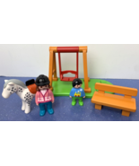 Playmobil 1 2 3 Rider with Horse 70404 Swing Bench and Boy Train Shirt 7... - £10.14 GBP