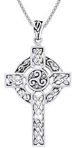 Jewelry Trends Celtic Trinity Triskele Cross Sterling Silver Pendant Necklace 18 - £41.57 GBP