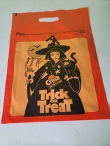 Vintage Trick Or Treat Bag Halloween Orange Crush Black Cat Witch - £18.89 GBP