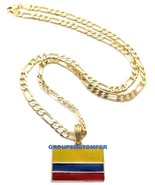 Colombia Flag Pendant Necklace With 24 Inch Long Chain - $19.76