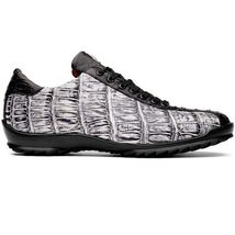Hand painted big block alligator scales Sneaker Shoes Saulo Newspaper / Black image 2