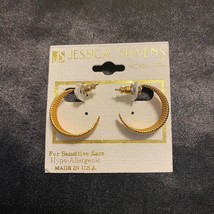 Vintage New Jessica Stevens 24K Gold Tone Metal Hoop Earrings - £24.91 GBP