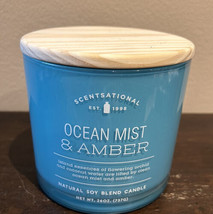 Scentsational Ocean Mist Natural Soy Blend Candle 3-Wick 26 oz - £29.56 GBP