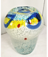 Unknown Artist Hand Blown Large/Heavy Thick 10.5” Vase Multicolor MCM 10... - £39.14 GBP