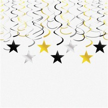 Starry Night Graduation Party Swirls - 30 Pack of Gold, Silver, and Black Hangin - £21.42 GBP