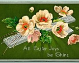 Lilies Cross Easter Joys Be Thine Embossed Silver Foil DB Postcard F8 - $9.85
