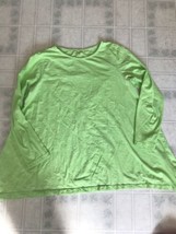 Coldwater Creek size Large Light Green 100% Cotton Long Sleeve Round Neck Tee - $20.25