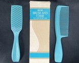 Vintage Avon Rectangle Brush &amp; Comb Turquoise Aqua For Long Or Wet Hair NOS - £37.28 GBP