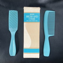 Vintage Avon Rectangle Brush &amp; Comb Turquoise Aqua For Long Or Wet Hair NOS - £37.68 GBP