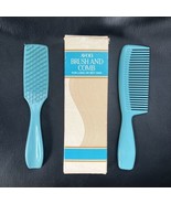 Vintage Avon Rectangle Brush &amp; Comb Turquoise Aqua For Long Or Wet Hair NOS - £34.10 GBP