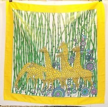 Purple Psychedelic Flowers Giraffes Bamboo Yellow Scarf  26 Inch - £10.19 GBP