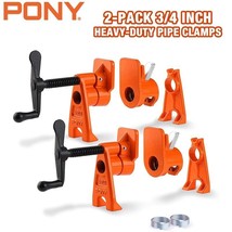 PONY PRO 3/4 Inch 2-Packs Pipe Clamps Heavy-Duty Wood Gluing steel Hand Powered - £69.61 GBP