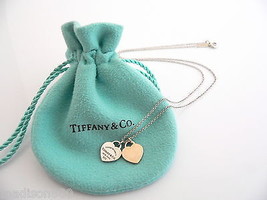 Tiffany &amp; Co Silver 18K Rose Gold Return Two Hearts Necklace Pendant Lov... - $498.00