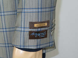 Men's Mono Turkey Sport Coat 100% Super 180s Wool 1480-03 Gray Blue Plaid image 2