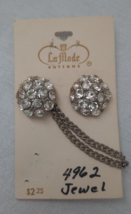 VTG La Mode Jewel Shank Buttons with Attached Silver Chain 3/4&quot; - 19mm on Card - £7.83 GBP