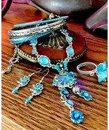 Stunning OOAK &quot;Reinvented&quot; Fantasy Blue Fairy Necklace Set - £43.96 GBP