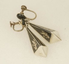 Vintage Sterling Silver Jewelry NIELLOWARE Mekkala Screwback Dangle Earrings - £27.25 GBP