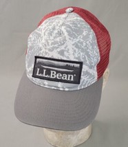 LL Bean Trucker Hat Adjustable Gray White Maroon Mesh  Cap Patch Logo - £14.75 GBP