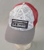 LL Bean Trucker Hat Adjustable Gray White Maroon Mesh  Cap Patch Logo - £14.04 GBP