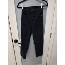 EXPRESS Mom Jeans 00R Super High Rise Black Faded Denim Ankle Skinny - $22.00