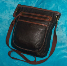 The Sak Almost Black Pebble Leather Crossbody Bag W/ 3 Outer POCKETS- Medium - £14.26 GBP