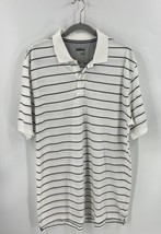 Basic Editions Classic Fit Mens Polo Shirt Sz Large White Navy Blue Striped NEW - £11.61 GBP