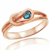 0.30CT Blue Simulated Diamond Solitaire Knot Engagement Ring Rose Gold Plated - £51.47 GBP