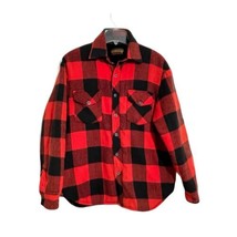 Vintage Montgomery Ward Buffalo Plaid Fleece Lined Shacket Size M Red Bl... - £19.30 GBP