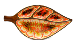 Vintage 1963 Treasure Craft 4 Sections Ceramic Divided Leaf Serving Plate Tray - £23.33 GBP