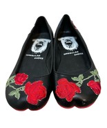 Irregular Choice Black Red Rose Ballet Flats Size 8.5 Pinup  - £35.99 GBP