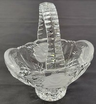 AP) Vintage Crystal Clear Glass Flower Basket Bowl Candy Dish 7&quot; - $19.79