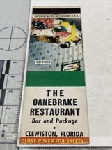 Vintage Matchbook Cover  The Canebrake Restaurant  Clewiston, FL  gmg  U... - £9.81 GBP