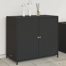 Garden Storage Cabinet Black PE Rattan Medium Durable - $2,709.70 MXN